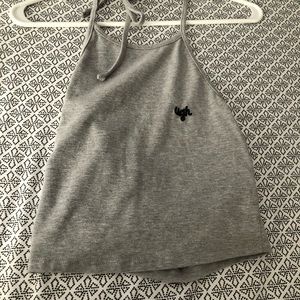 Gray cropped halter top